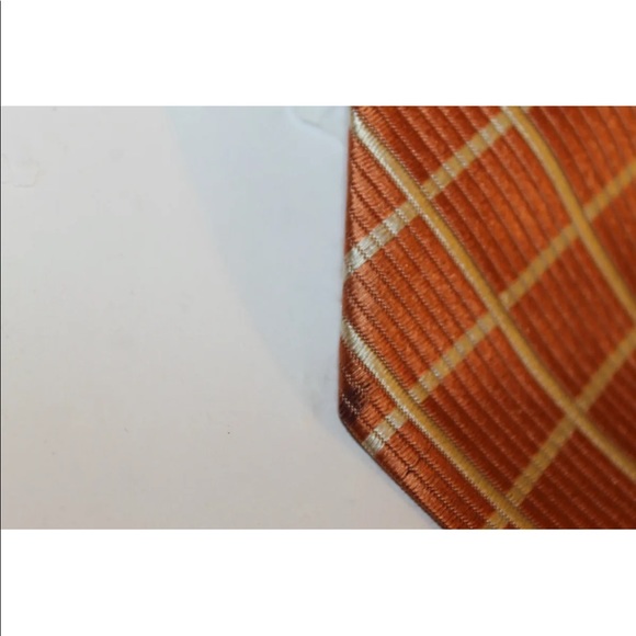 Classic Enrico Carlucci Men Neck Tie Orange Checkered Diamond Italy 100% Silk - Picture 3 of 12